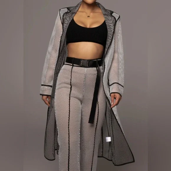 NWT • JLUXLABEL • BLACK BEXLEY COAT • SMALL • BLACK & WHITE - Picture 2 of 3